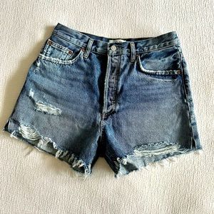 AGolde Dee Long Cutoff Shorts